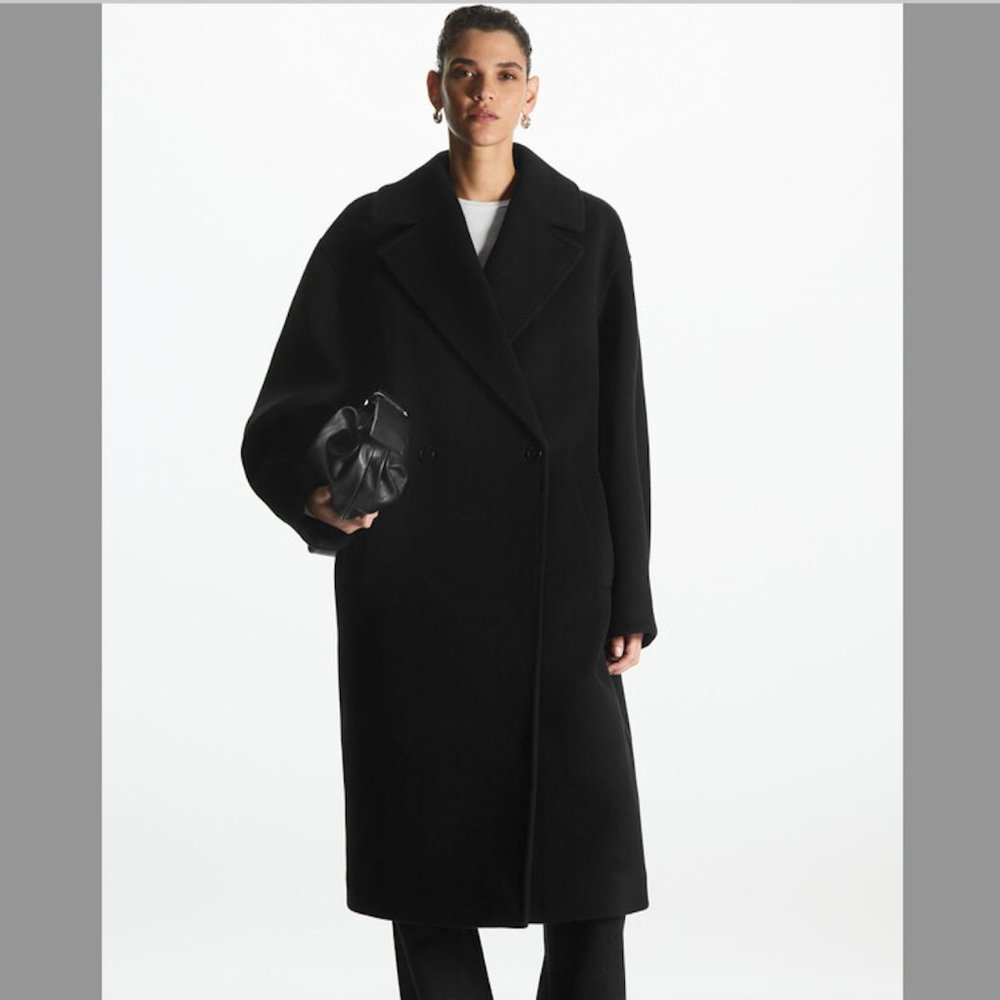 COS OVERSIZED DOUBLE-BREASTED WOOL COAT - Sz Small